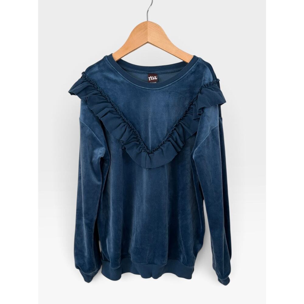 Tea Collection Velour Ruffle Tunic Top, Size 8 - Picture 7 of 8